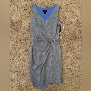 by & by Silver Glitter Midi Dress